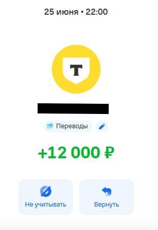 Скриншот перевода на 12 000 рублей