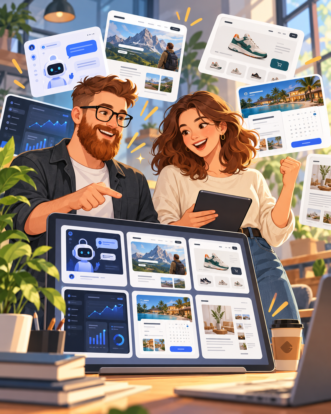 Примеры проектов для портфолио на экране ноутбука